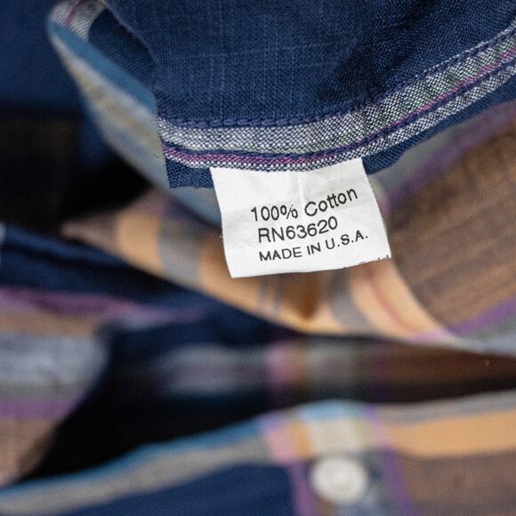 GITMAN BROS. Vintage Men's Small Short Sleeve Shirt Blue Plaid Button up - Picture 5 of 6